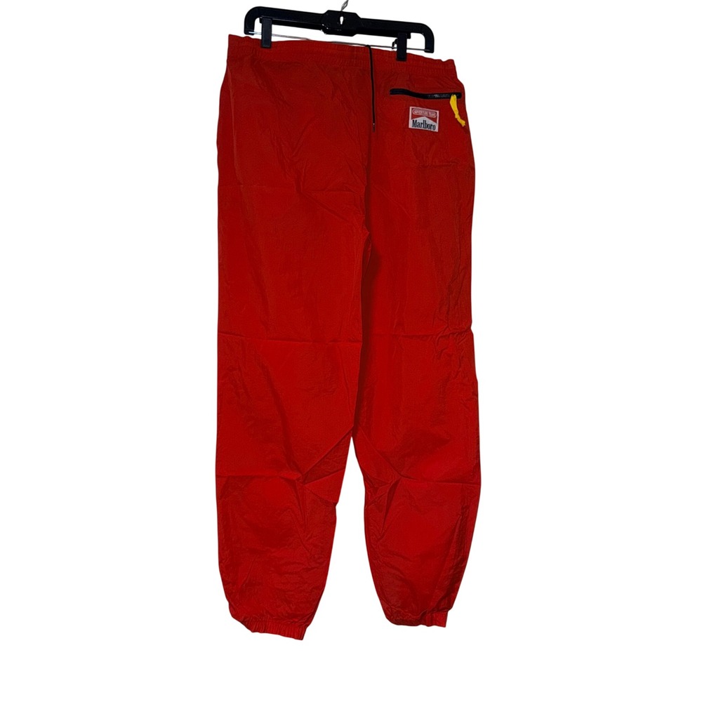 Marlboro Adventure Team 90s Vintage Track Pants Mens L Red Nylon Windbreaker
